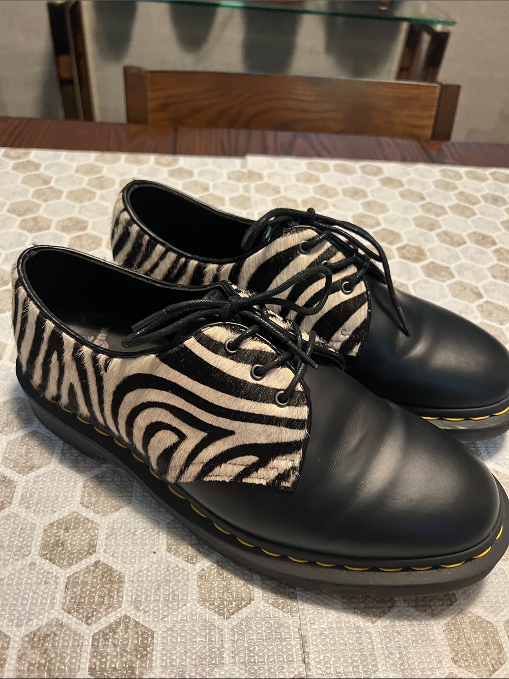 Doc Marten 1460 Oxford, Hair on, Zebra Print, leather size 39